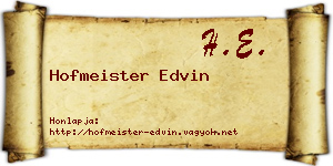 Hofmeister Edvin névjegykártya